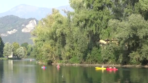 Deportes Acuáticos Canotaje Kayaks Concursos Remo Acuático — Vídeos de Stock