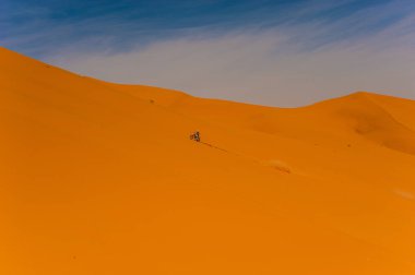 Erg African, Merzouga, Fas içinde kabuklarıyla bir binici