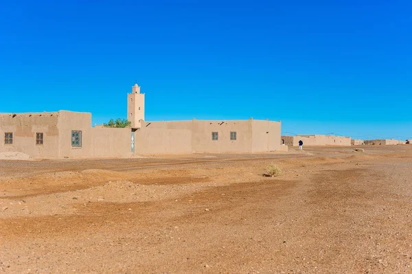 Casa Pequeño Pueblo Desierto Del Sahara Cerca Merzouga Marruecos — Foto de Stock