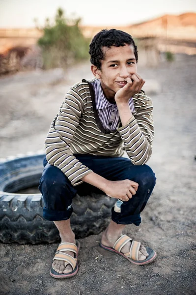 Portret Van Een Jongen Buurt Van Merzouga Marokko — Stockfoto