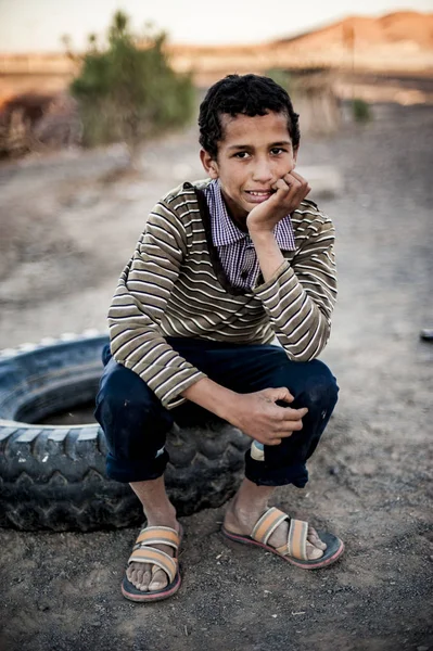 Portret Van Een Jongen Buurt Van Merzouga Marokko — Stockfoto