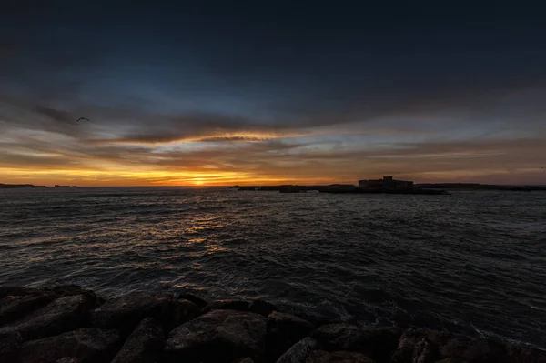 Pôr Sol Praia Essaouira Marrocos — Fotografia de Stock