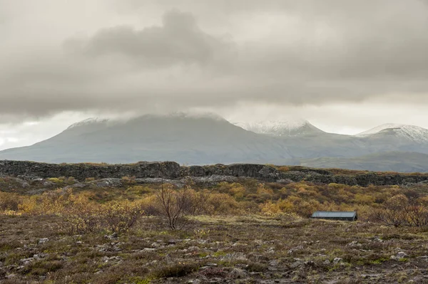 在冰岛西南部的 Thingvellir Ingvelli 国家公园全景 — 图库照片