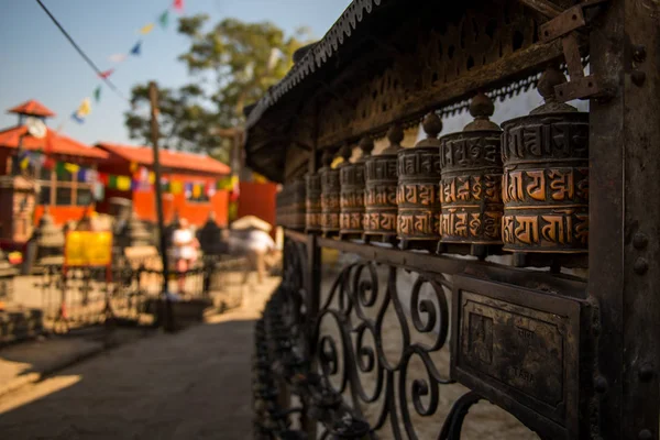 Prayer Wheels Swayambunath Monkey Temple Unesco World Heritage Site Kathmandu — Stock Photo, Image