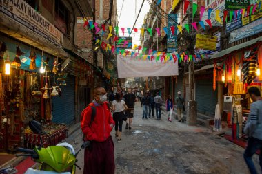 Swayambunath Stupa maymun Tapınağı Nepal, Katmandu dışında sokak sahne