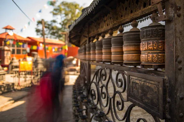 Prayer Wheels Swayambunath Monkey Temple Unesco World Heritage Site Kathmandu — Stock Photo, Image