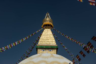 Dua bayrakları Boudhanath stupa Katmandu, Nepal