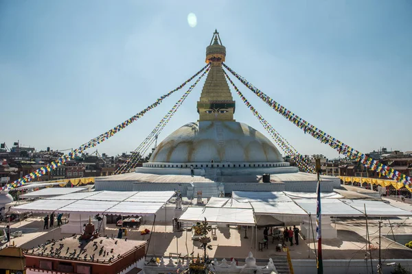 Prayer Flags Boudhanath Stupa Kathmandu Nepal — Stock Photo, Image