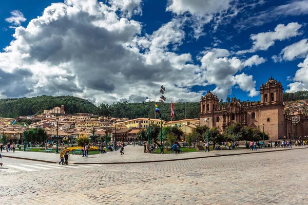 Kathedraal Plaza Armas Cusco Peru Zuid Amerika — Stockfoto