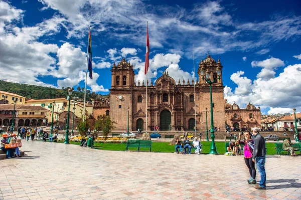 Kathedraal Plaza Armas Cusco Peru Zuid Amerika — Stockfoto