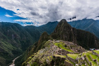 Machu Picchu Peru, Güney Amerika Inca Kalesi.