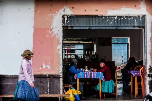 Couple Senior Eating Dinner Local Restaurant Santa Maria Peru — Stock Photo, Image
