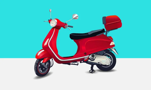 Grafik tasarımlar için kırmızı eski mobilet motosikletleri. vektör çizimi.