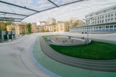 Kiev velodrome sonbahar resimleri ve küçük vintage etkisi. 2018, açtıktan sonra 2 yıl
