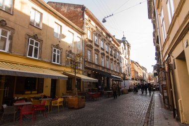 Lviv sonbahar Ukrayna'da sokak