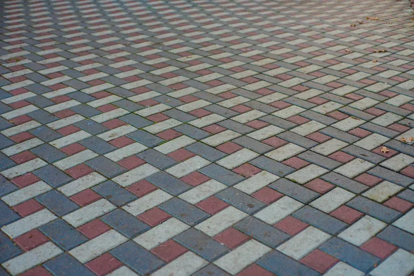 Gray White Red Patterned Paving Tiles Ground Street Perspective View — Stock Photo, Image