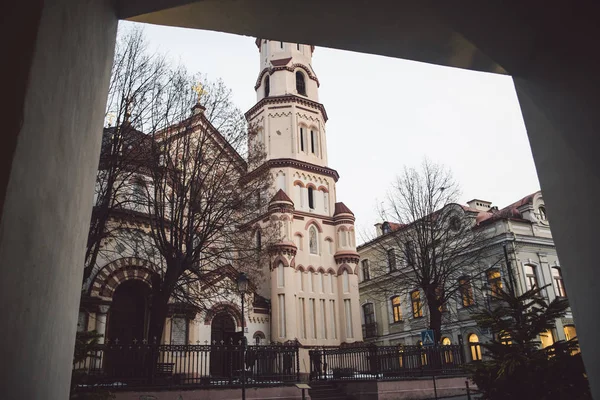 Vista Sul Centro Storico Vilnius Strada Arco Casa — Foto Stock