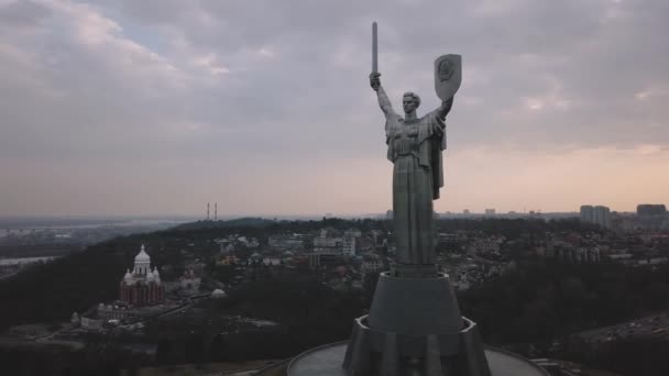 Mother Motherland Monument Kyiv Famous Landmark Sculpture Dedicated World War — Stock Video