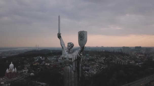 Matka Vlast Pomník Kyjevě Slavná Památka Plastiky Věnované Světové Války — Stock video