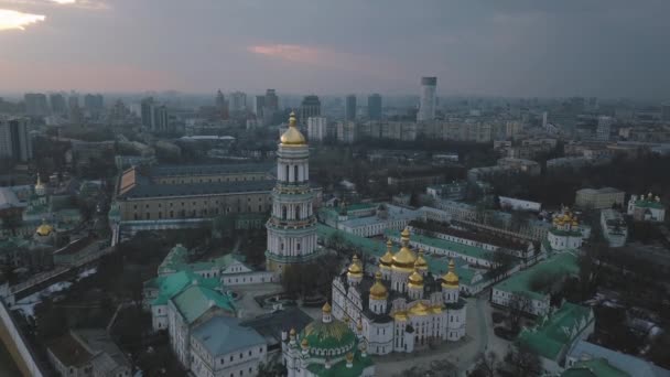 Sofiya Kyivska Ünlü Ukraynalı Ortodoks Müteşekkil Havadan Görünümü Altın Kubbe — Stok video