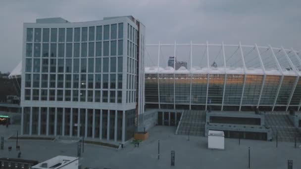 Fotbollsstadion Kiev Skymning Solnedgång — Stockvideo