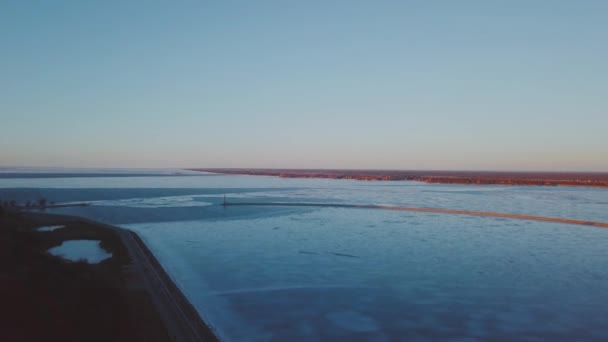 Vyshgorod Kai Kyiv Reservoir Winter Luftaufnahmen Mit Tiefem Aquarell Bei — Stockvideo