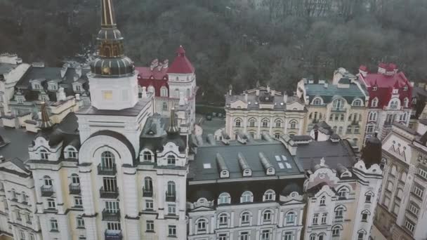 Kyiv Old Town Aerial Shots Streets Architecture Podil District — Stock Video