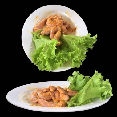 Bir tabak tavuk ile adet ızgara olmadan ve bazı salata