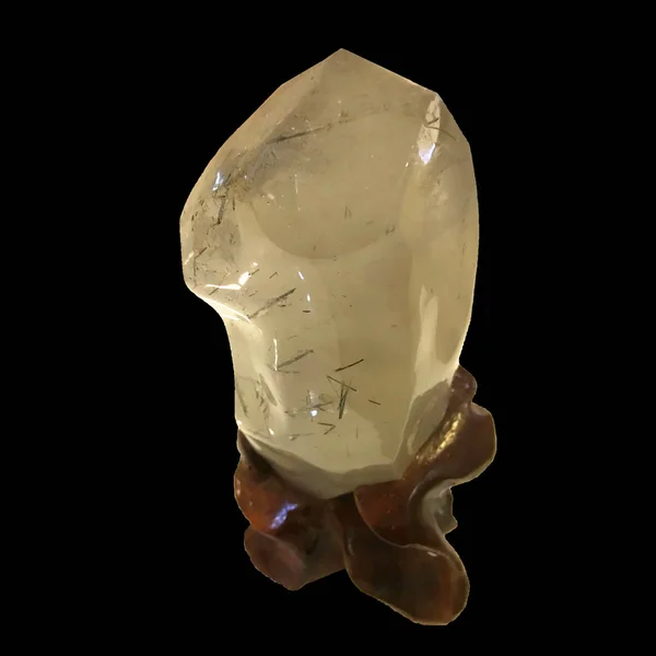 White Rutilated Quartz Standing Smoothed Driftwood — Stock Photo, Image