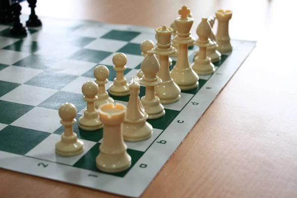 Chess Board Game Wooden Table — Stock Photo, Image