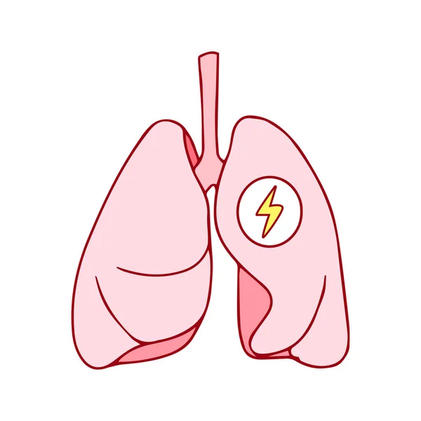 人間の健康的な呼吸器系、エネルギー記号を持つ肺のアイコン。酸素の概念を呼吸 — ストックベクタ