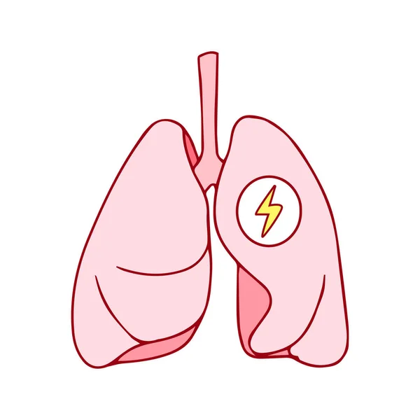 Υγιές ανθρώπινο αναπνευστικό σύστημα, εικονίδιο πνευμόνων με ενεργειακό σήμα. Έννοια οξυγόνου αναπνοής Διανυσματικά Γραφικά