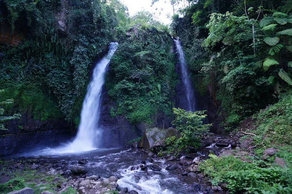 Tirto Pengantin Cachoeira Dos Destinos Turísticos Naturais Banyuwangi Regência Fonte Fotografia De Stock