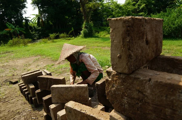 Brick is one of the materials for making walls and made of clay which is burned to reddish color — Stock Image Brick One Materials Making Walls Made Clay Which Burned Reddish Stock Image