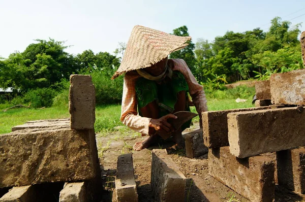 Brick is one of the materials for making walls and made of clay which is burned to reddish color — Stock Image Brick One Materials Making Walls Made Clay Which Burned Reddish Stock Photo