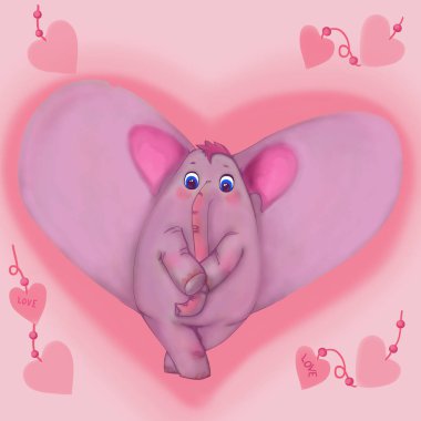 Sevgi dolu şirin Sevgililer fil