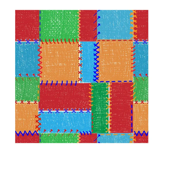 Fond Est Morceau Tissu Cousu Par Différents Types Points Suture — Image vectorielle