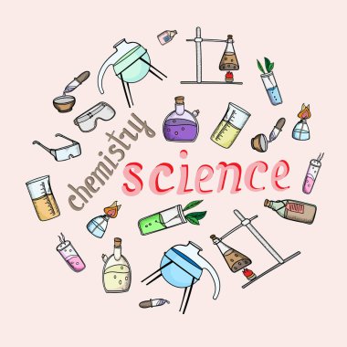  laboratuvar ekipmanları kimya niş elemanları yemekleri şişeler pipetler test tüpleri