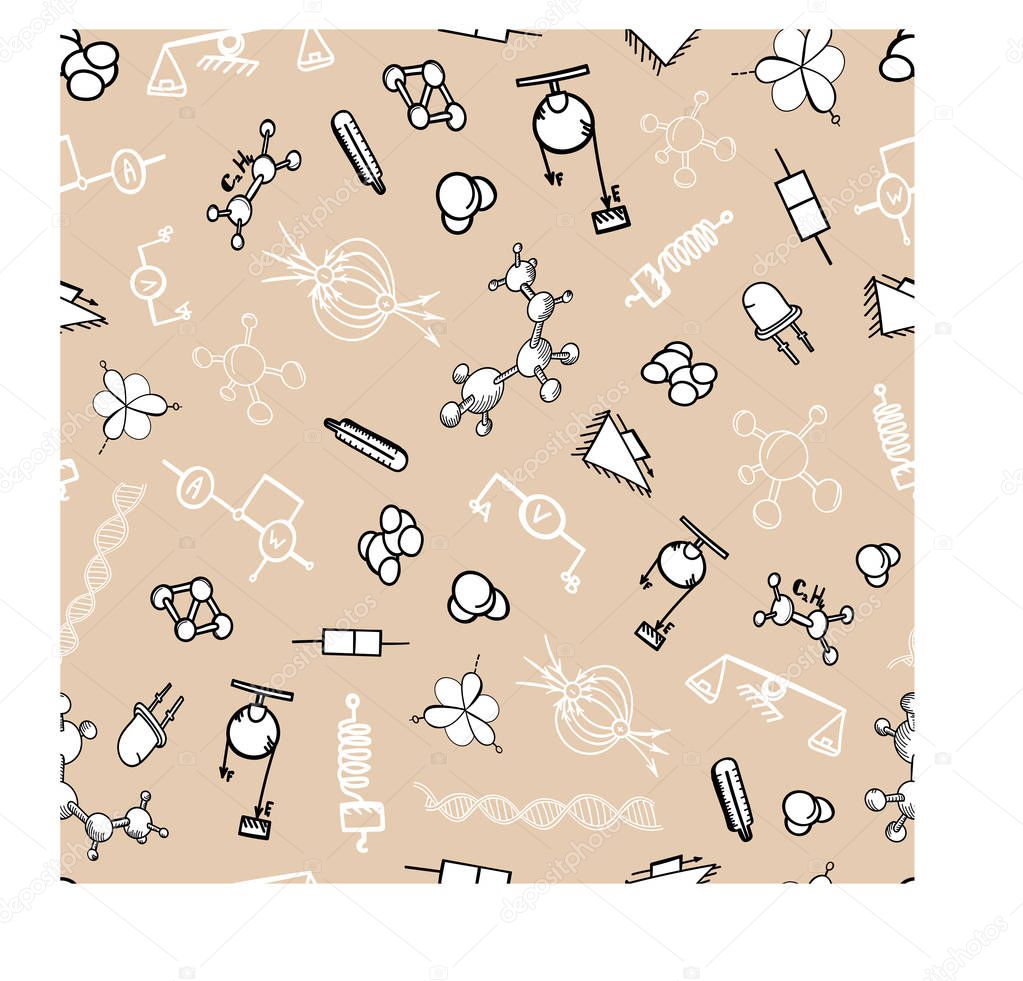 pattern seamless processes molecules atoms physics chemistry background science formula doodle sketch