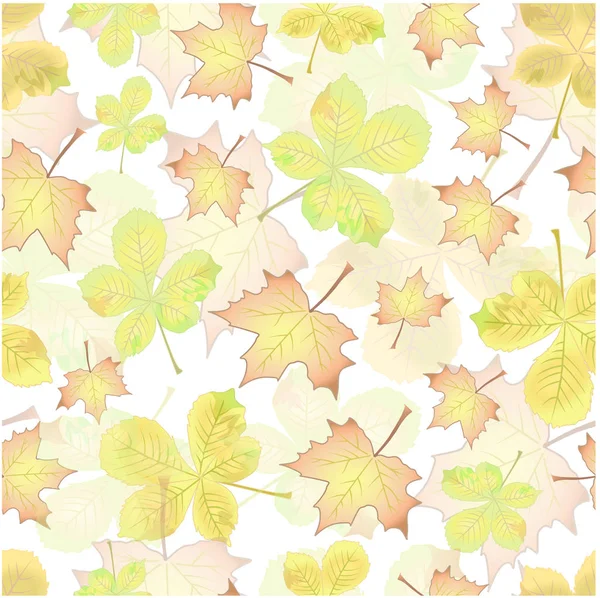 Seamless Pattern Autumn Leaves Maple Chestnut Wallpaper Season Year Colored — Stock Vector