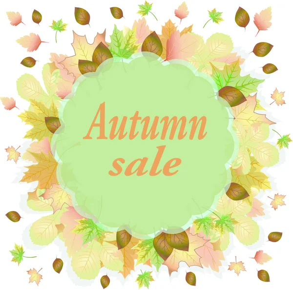 Automne Discount Vente Bannière Feuilles Vectoriel Illustration Affiche Couleur Poster — Image vectorielle