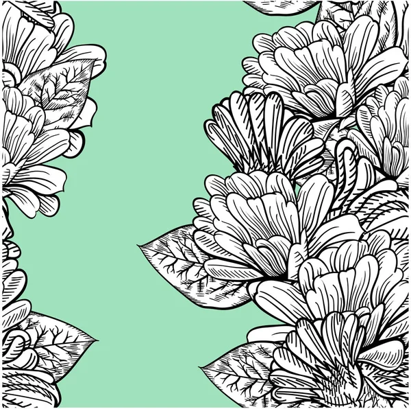 Візерунок Квіти Графічні Чорно Білі Шпалери Векторні Ілюстрації Фону — стоковий вектор