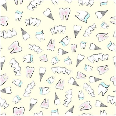 desen diş doodle illüstrasyon dikişsiz vektör duvar kağıdı kroki arka plan diş hekimliği