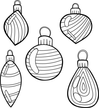 boyama kitabı Noel oyuncakları dekor parti karalama yeni yıl illüstrasyon vektörü