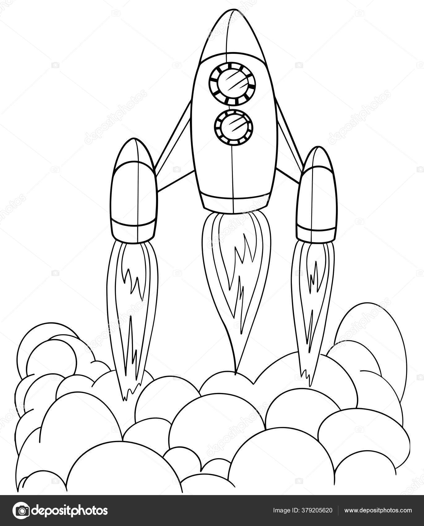 Cohete Despegue Para Colorear Libro Contorno Vuelo Transporte Aislado Sobre Vector Grafico Vectorial C Masyanya1618 Gmail Com Imagen 379205620
