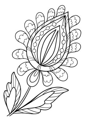 Bitkisel elementler, tekstil felci için stres vektör grafikleri baskısı içeren siyah ve beyaz kitap için soyut muhteşem fantezi illüstrasyonu