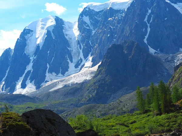 Vue Imprenable Sur Glacier Des Montagnes Altaï Russie — Photo