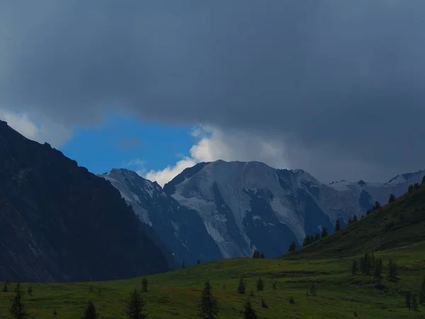 Grünes Grastal Altai Gebirge Der Dämmerung Russland — Stockfoto