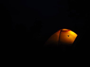 Gece, çadır, Baykal, Sibirya, Rusya