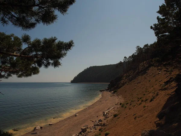 Αμμώδης Όχθη Της Λίμνης Baikal Σιβηρία Ρωσία — Φωτογραφία Αρχείου